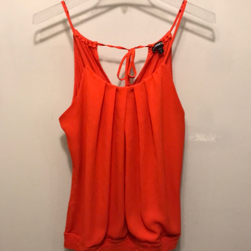 Coral tank with chiffon overlay